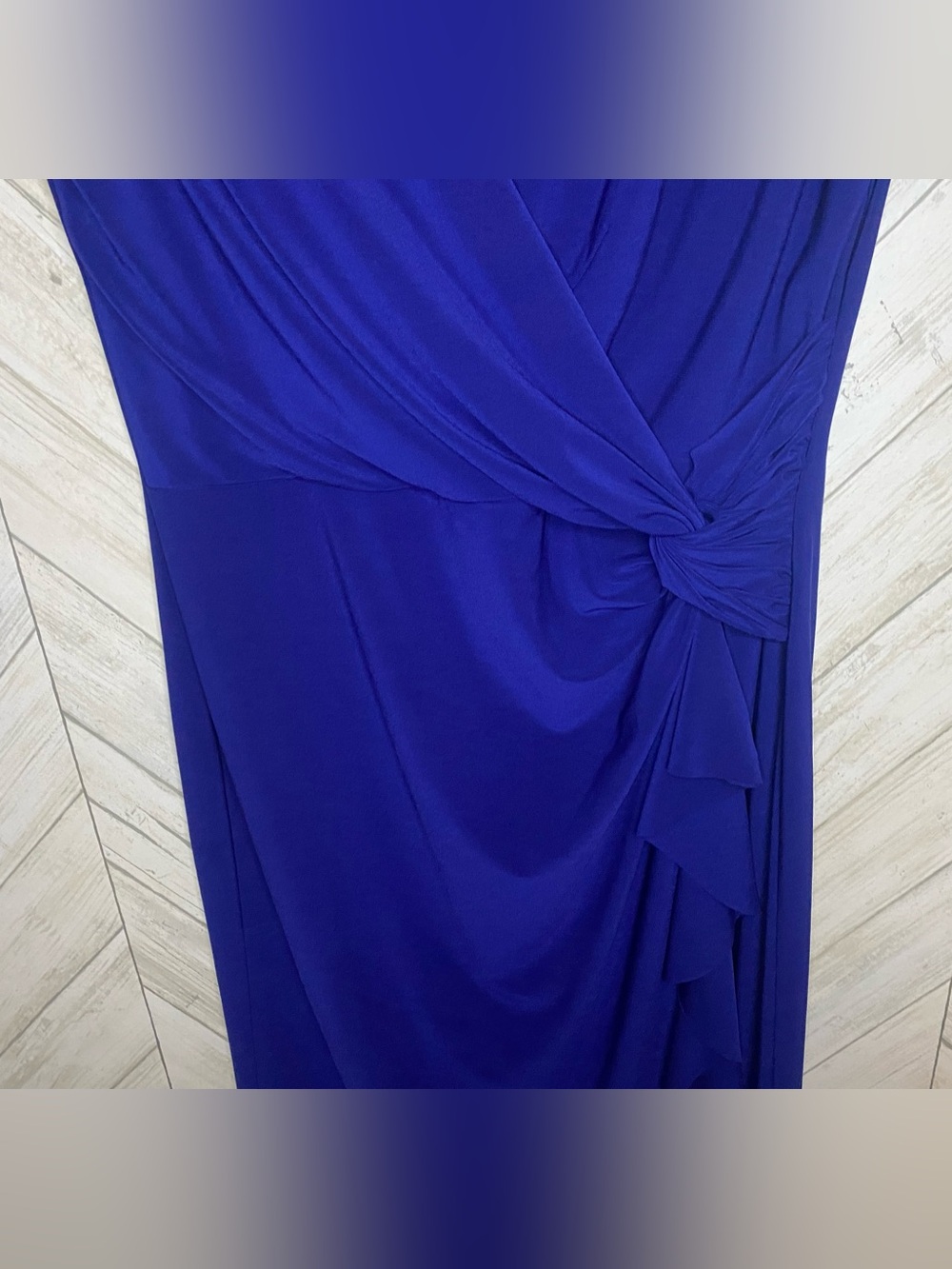 Ralph Lauren Cobalt Blue Cap Sleeve Wrap-Style Midi Dress - Picture 3 of 8